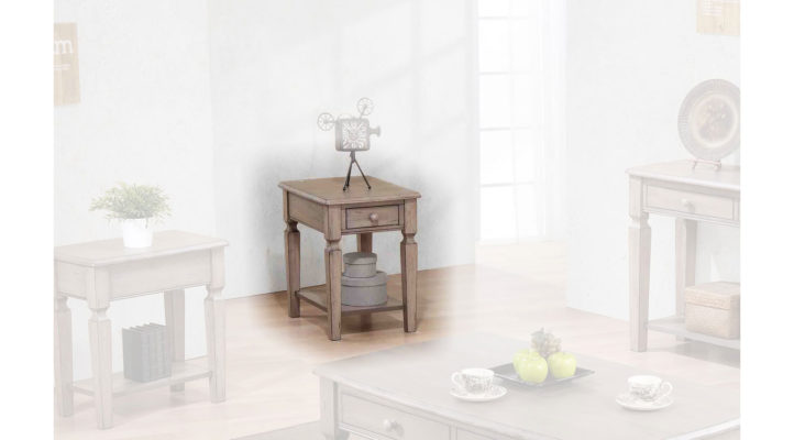 Bisque End Table- Washed Grey