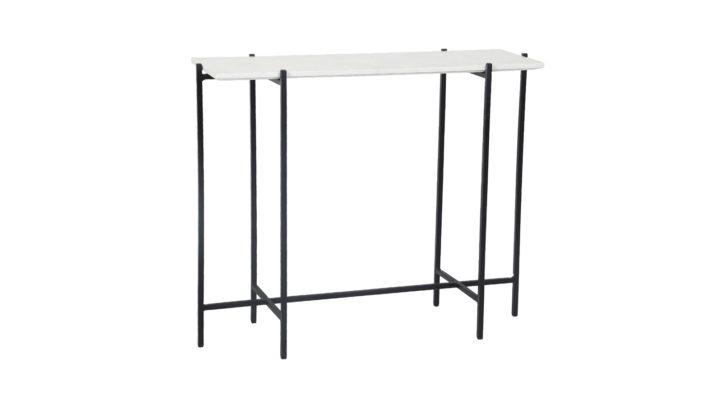 Enver Console Table- White Marble/ Black Base