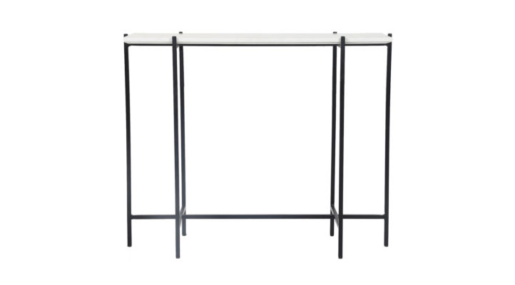 Enver Console Table- White Marble/ Black Base