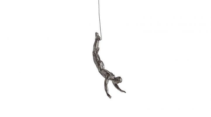 Cliff-Resin-Man-Diving-Sculpture-Silver