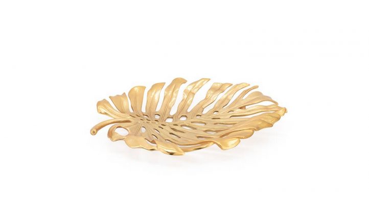 Lux-Monstera-Leaf-Nickel-Plated-19-L-Wall-Platter-Gold-2