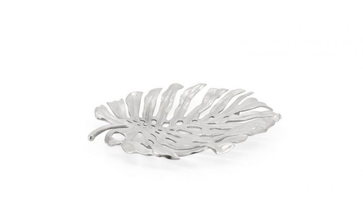 Lux-Monstera-Leaf-Nickel-Plated-19-L-Wall-Platter-Silver-2