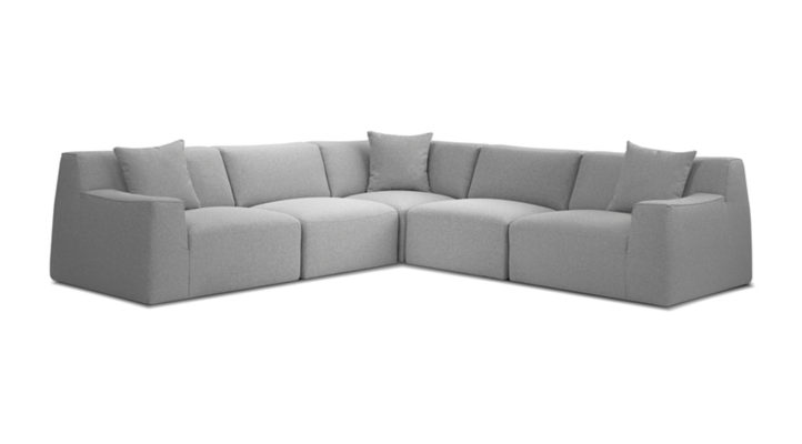 Bobbi Fabric Sectional 5 Pcs Heather Grey