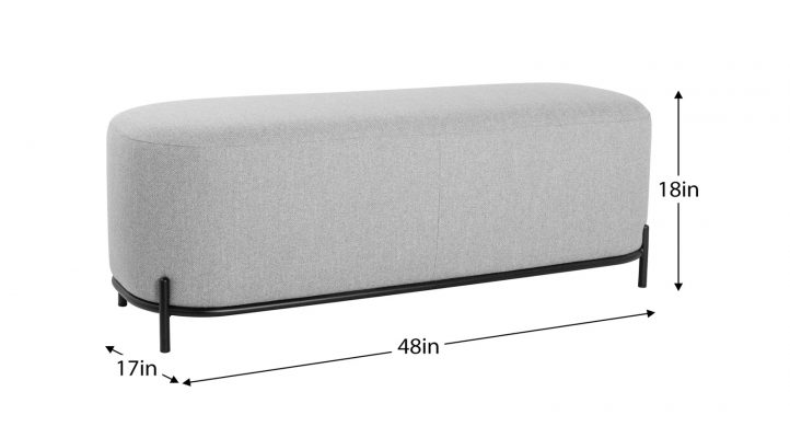 Pender Pin Leg Upholstered Long Bench – Grey