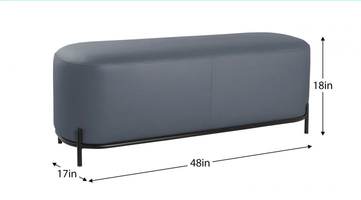 Pender Pin Leg Vegan Faux Leather Long Bench – Midnight Blue