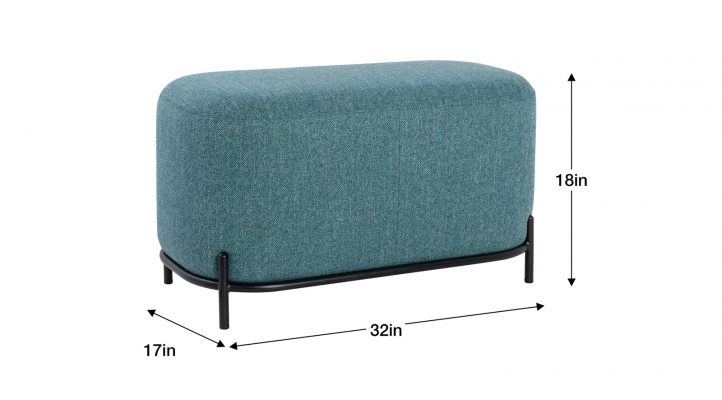 Pender Pin Leg Upholstered Short Bench – Blue