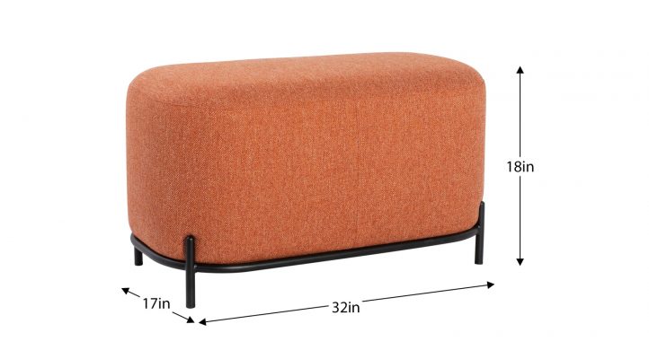 Pender Pin Leg Upholstered Short Bench – Orange