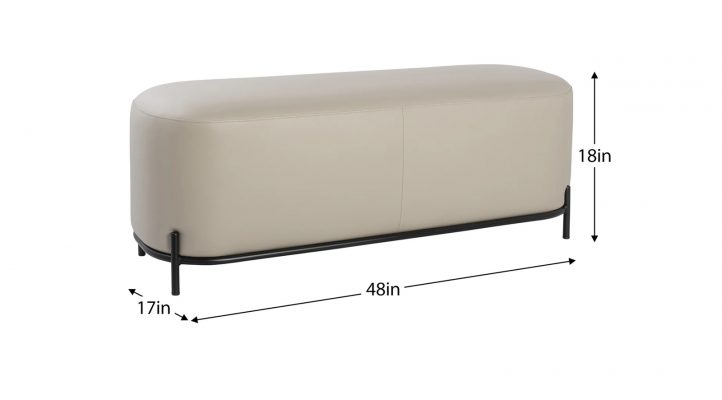 Pender Pin Leg Vegan Faux Leather Long Bench – Taupe