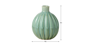 Allium Gourd 5h Reactive Green Glaze Ceramic Vase (4)