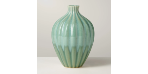 Allium Gourd 6h Reactive Green Glaze Ceramic Vase (2)