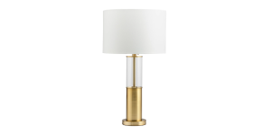 Ashton Glass Column Brushed Gold Metal Table Lamp