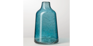 Marina Tapered Gold Bubble 10h Glass Vase - Blue (2)