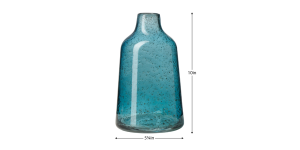 Marina Tapered Gold Bubble 10h” Glass Vase – Blue