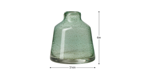 Marina Tapered Gold Bubble 6h” Glass Vase – Light Green