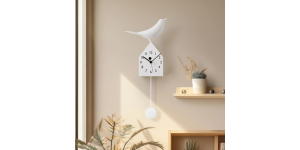 Motion Birdhouse Clock with Removable Pendulum - White (2)