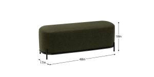 Pender Pin Leg Ashton Weave Upholstery Long Bench - Hunter Green (10)