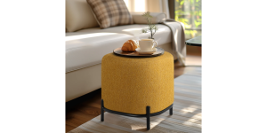 Pender Pin Leg Ashton Weave Upholstery Ottoman Stool - Goldenrod (11)