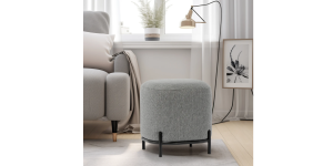 Pender Pin Leg Ashton Weave Upholstery Ottoman Stool - Stone Grey (2)