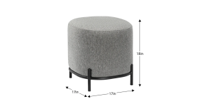 Pender Pin Leg Ashton Weave Upholstery Ottoman Stool - Stone Grey (9)