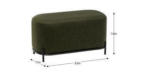 Pender Pin Leg Ashton Weave Upholstery Short Bench - Hunter Green (10)