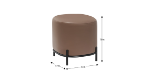 Pender Pin Leg Flat Grain Vegan Faux Leather Ottoman Stool - Cocoa (9)