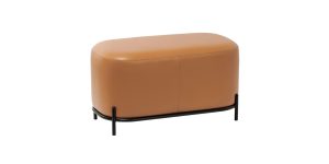 Pender Pin Leg Flat Grain Vegan Faux Leather Short Bench - Caramel (1)