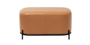 Pender Pin Leg Flat Grain Vegan Faux Leather Short Bench - Caramel (3)