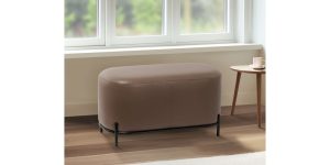 Pender Pin Leg Flat Grain Vegan Faux Leather Short Bench – Cocoa