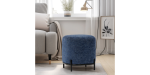 Pender Pin Leg Newport Weave Upholstery Ottoman Stool - Blue (2)