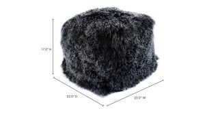 Lamb Fur Pouf- Black