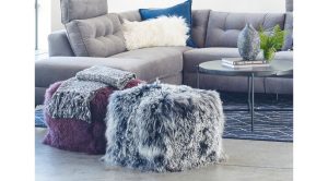 Lamb Fur Pouf- Black