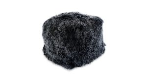 Lamb Fur Pouf- Black