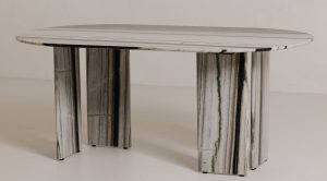 Celia Oval Dining Table- Panda Marble