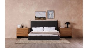 LUZON KING BED TALL HEADBOARD SLATE VEGAN LEATHER (2)