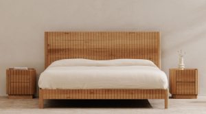 POVERA BED QUEEN- OAK