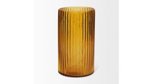 Dawn Tall Amber Glass Vase (2)