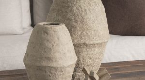 Rundal Beige Paper Mache Vase-Small (8)